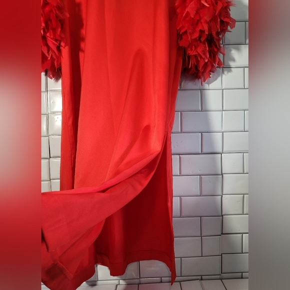 ODETTE BARSA Vintage Ladies Red Maxi Long Lounge Dress Caftan (Kaftan) Loose Fit - Picture 5 of 13